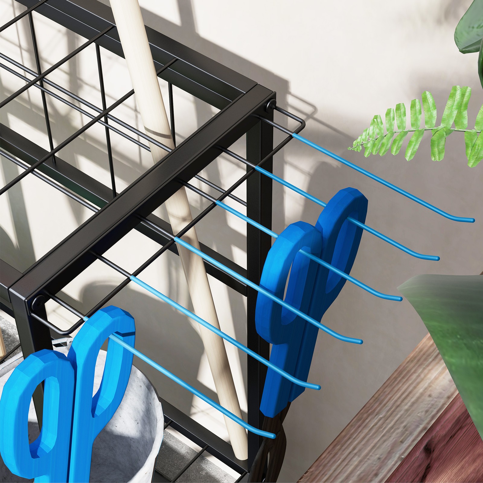 Outsunny Garden Tool Organizer for Garage, 3 Tier Yard Tool Holder, Blue