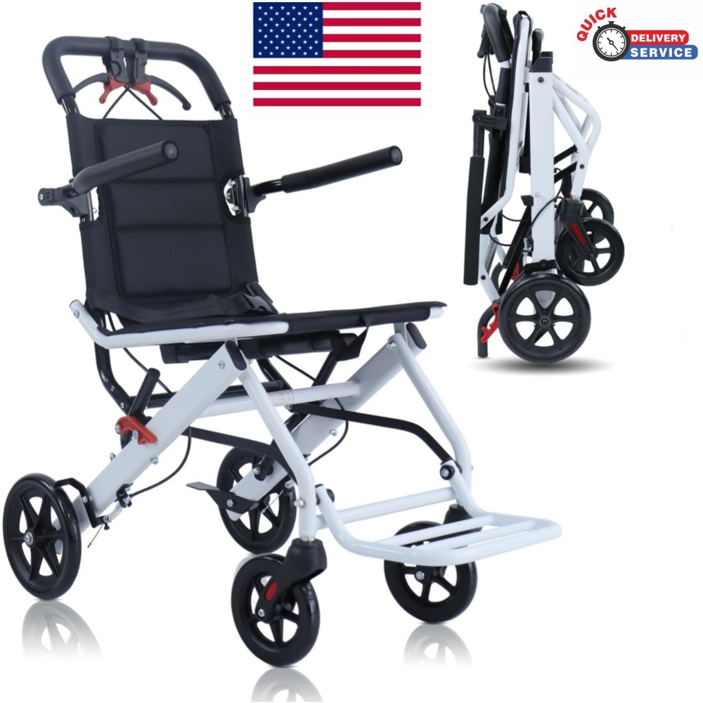 Foldable Lightweight Transport Wheelchair Portable Travel Wheelchair All Terrain