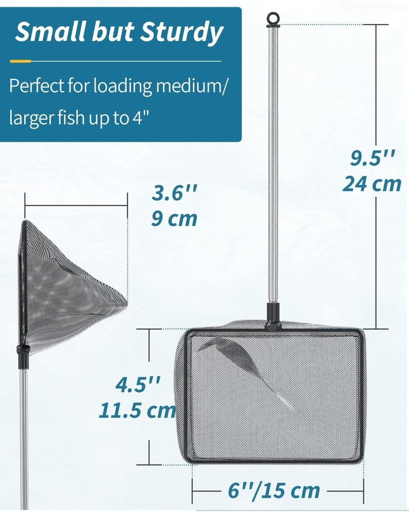 Professional Aquarium Fish Net with 24-Inch Extendable Handle - Safe & Reliable