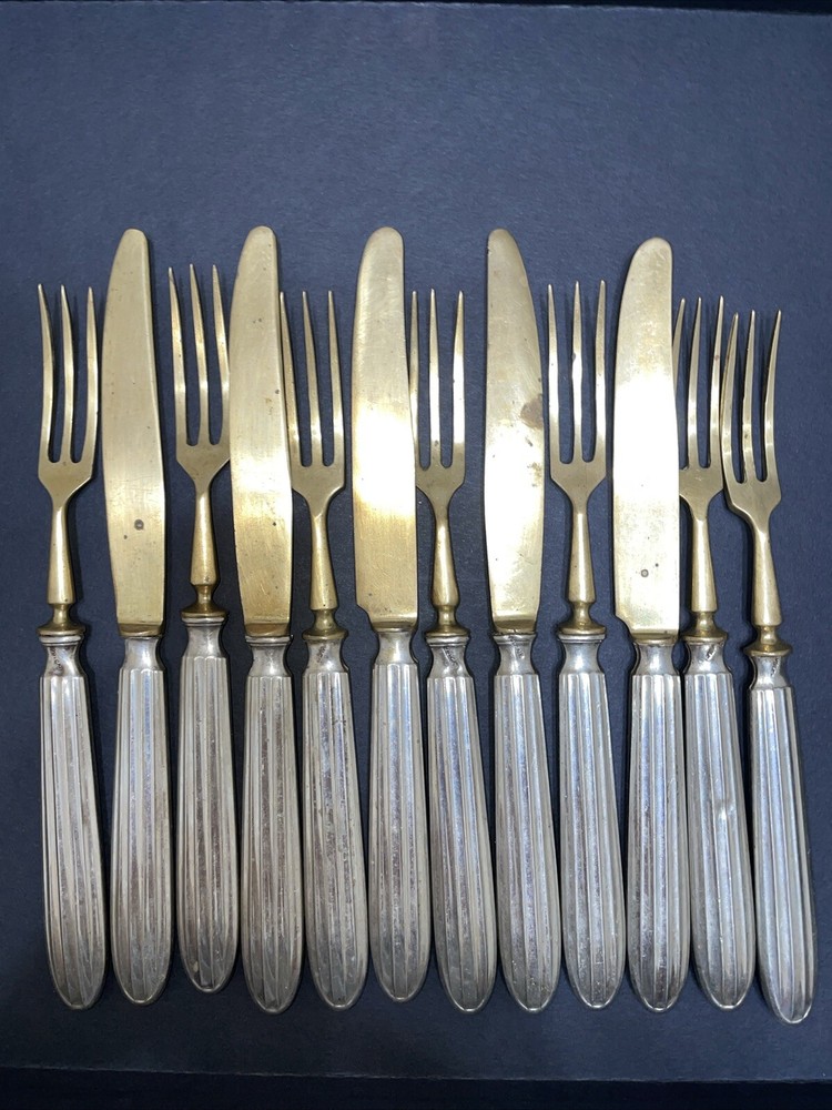 Vintage Vulcain Flatware Silver And Brass