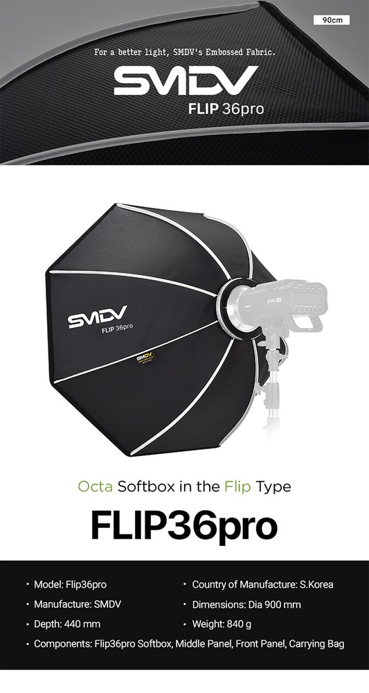 SMDV SPEED-BOX FLIP36PRO Quick Soft Diffuser f/ Bowens Elinchrom Profoto Strobe
