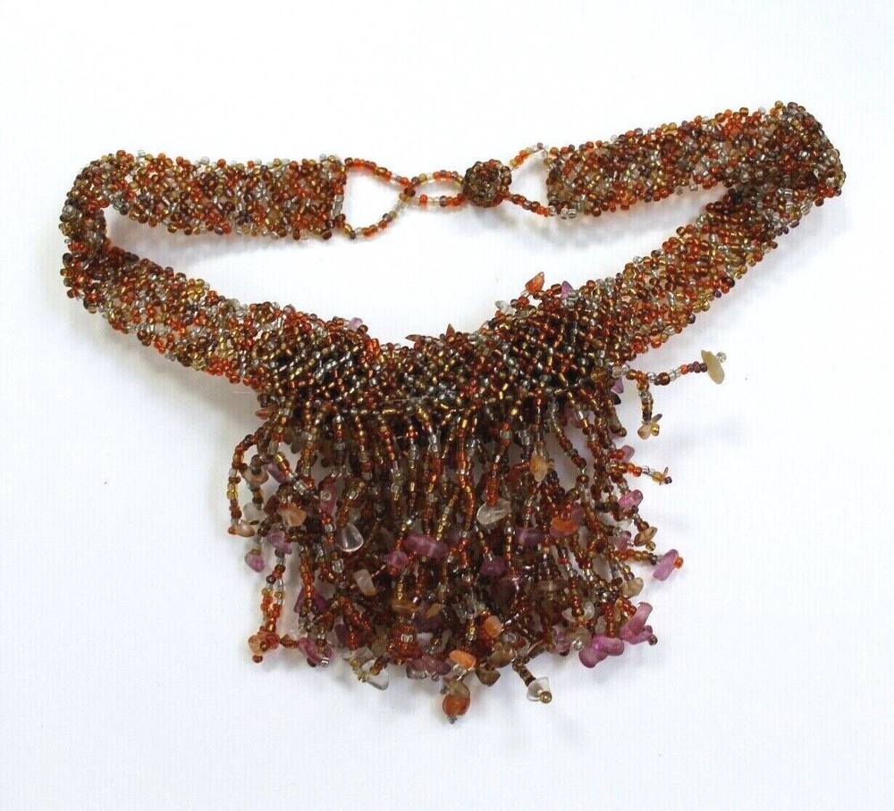 Handmade Beaded Boho Tassel Necklace Multicolor NEW
