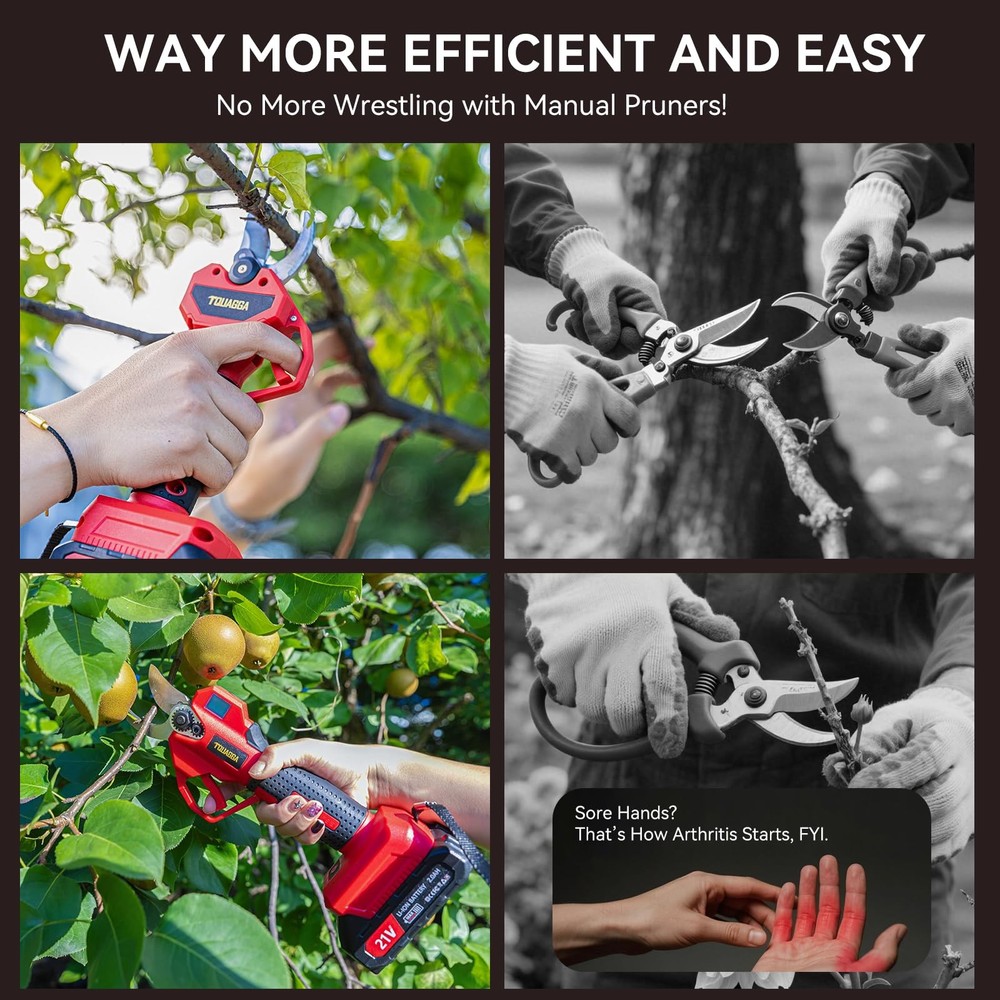 Upgraded Pruning Shears,1.2" Cutting Diameter Cordless Power Pruner with LCD ...