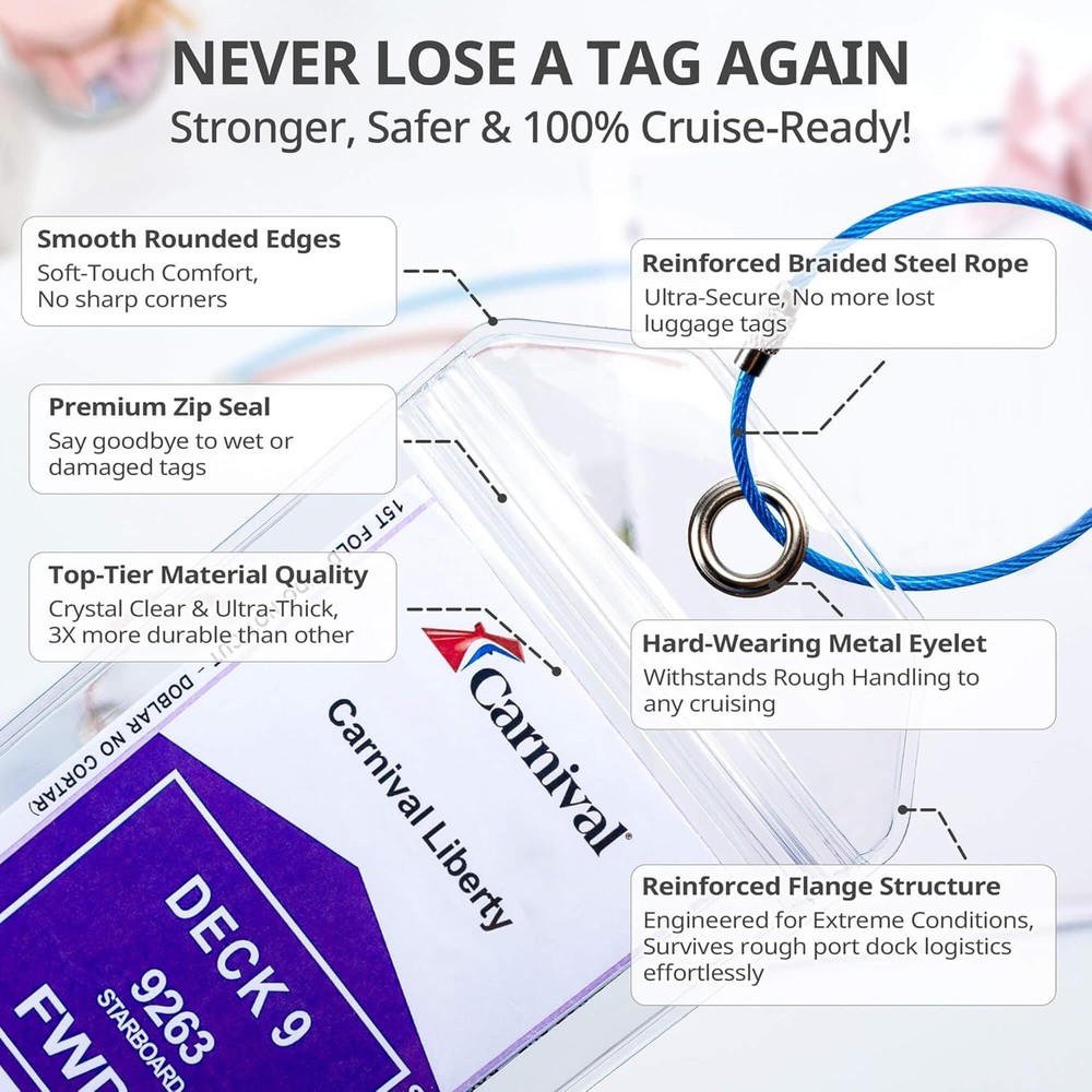 Cruise Ship Essentials Luggage Tag Holders Waterproof
