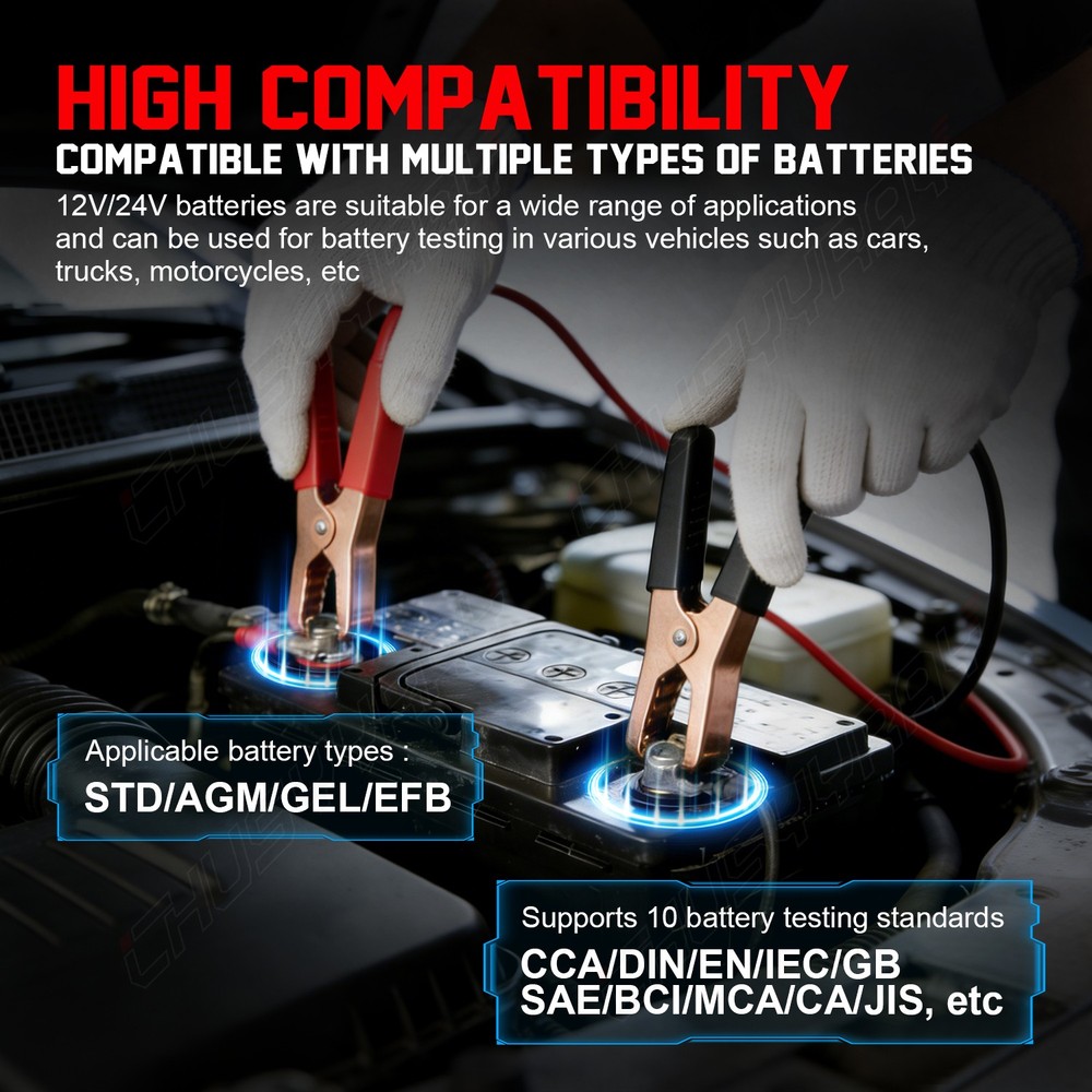 12V 24V Bluetooth Car Battery Tester 2000CCA Analyzer Charging Cranking Test