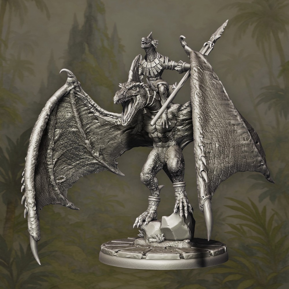 Lizardman winged calvalry 28mm 32mm fantasy