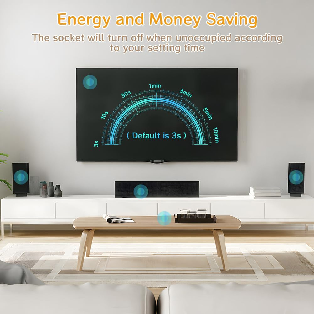 Motion Sensor Switch with Outlet, PIR Wireless Motion Sensor Plug with Light Se