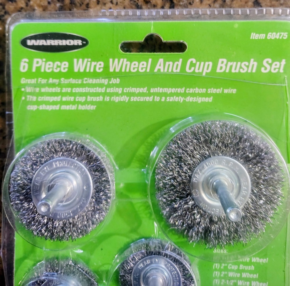 🗽WARRIOR 6 PCA WIRE WHEEL And CUP BRUSH SET