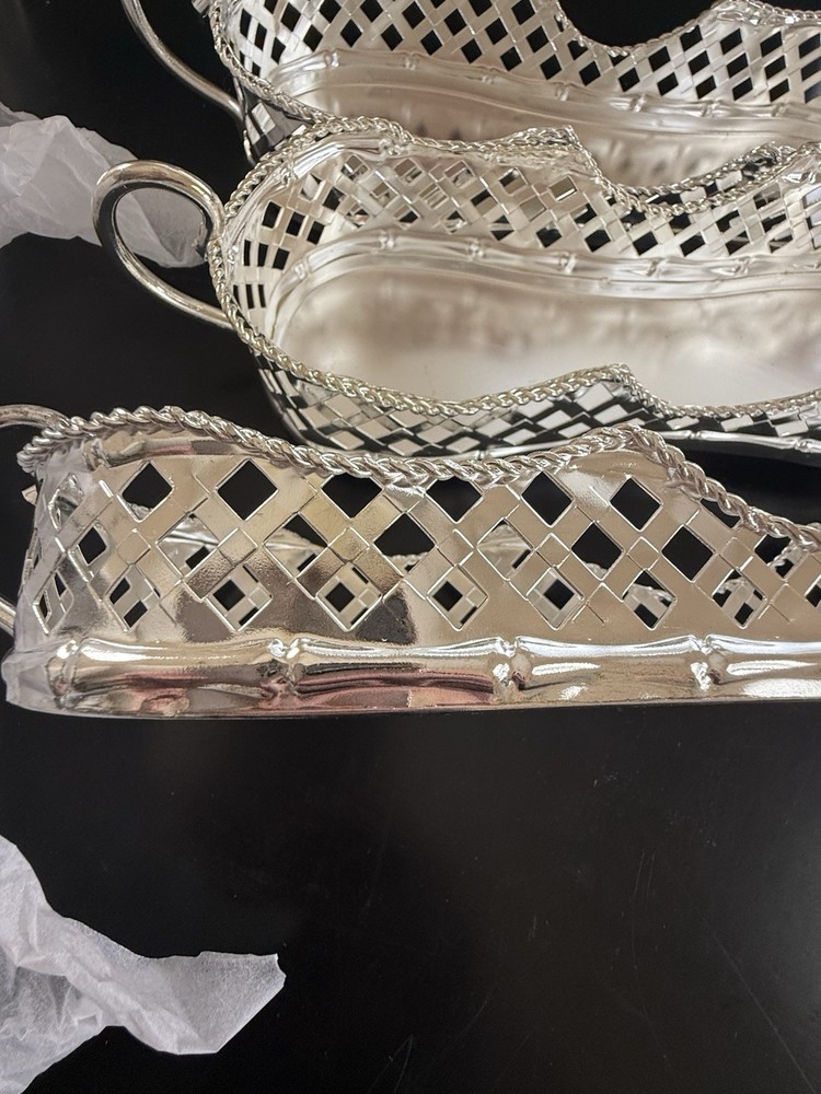 3pc Set of Vintage Studio Silversmiths Silver Plated Utensil Caddies NIB