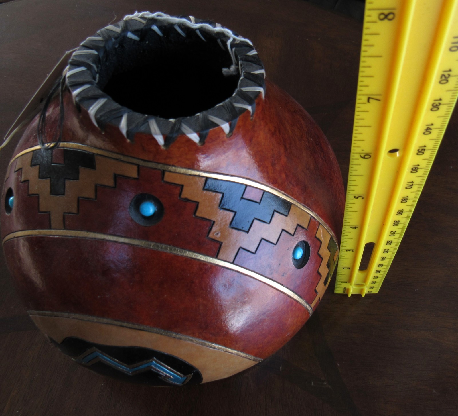 Gourd Art Southwestern Home Decor Handmade by Karen Matheke/Turquoise.
