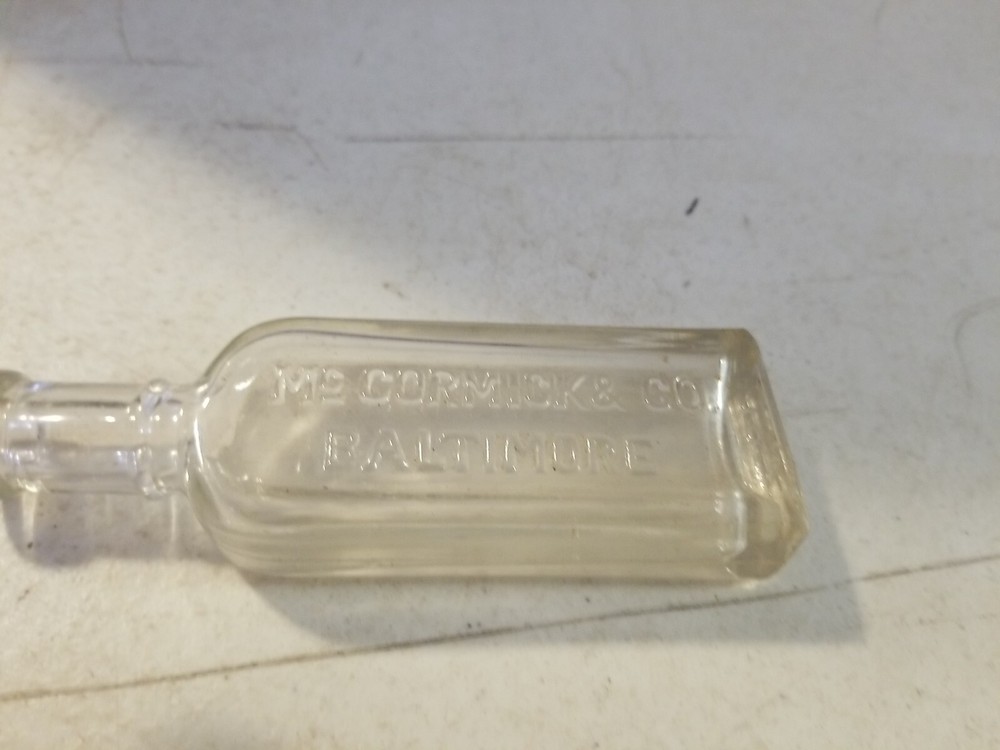 Antique "McCormick & Co. Baltimore" Clear Rectangular Glass Bottle, Intact