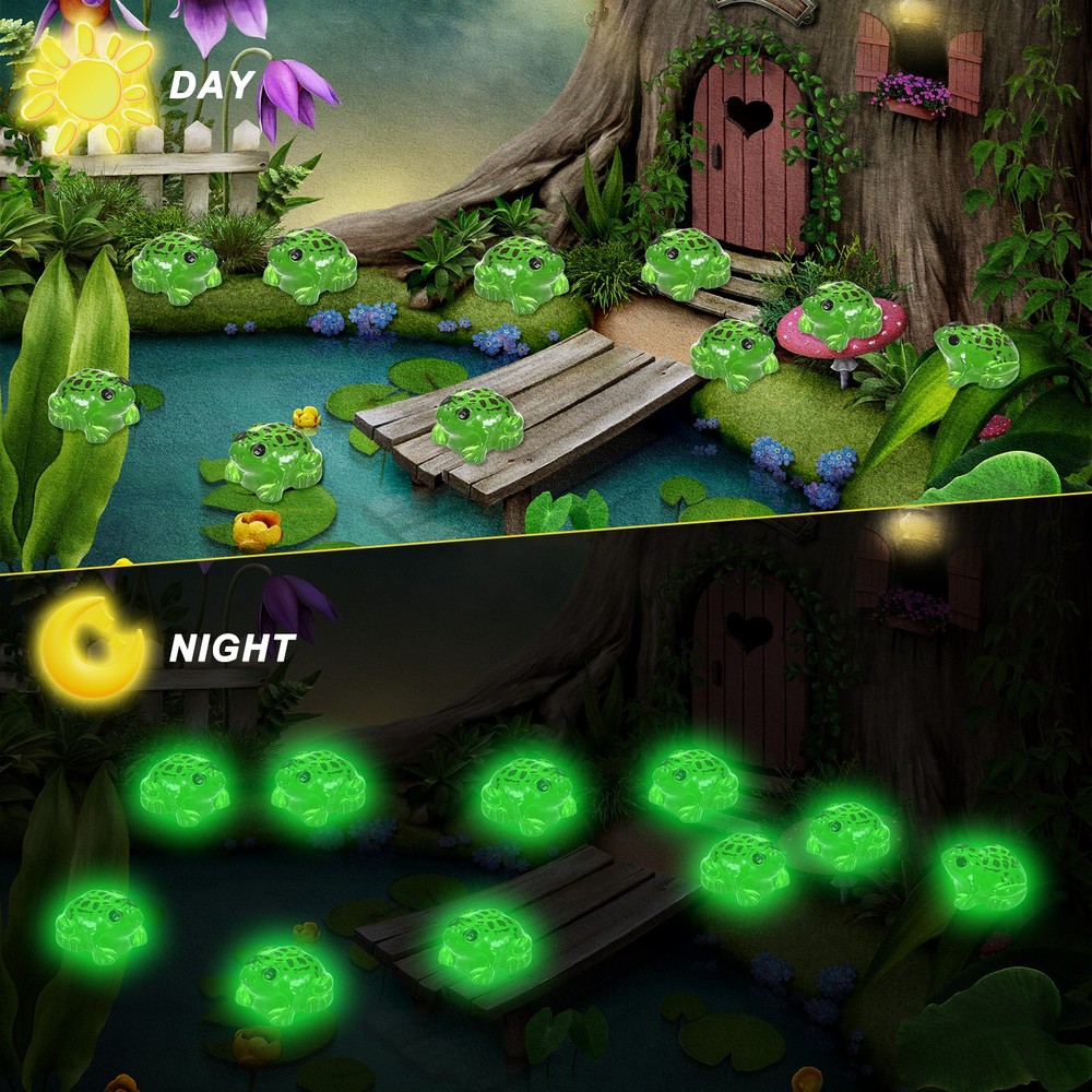 60-Pack Luminous Mini Resin Frogs, Tiny Frog Figurines [Cyan]