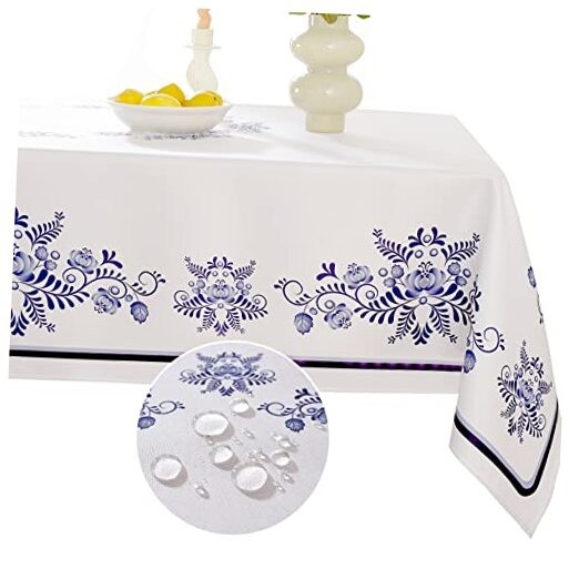 Rectangle Tablecloth Blue 120" x 60" (Rectangular) Blue and White Porcelain