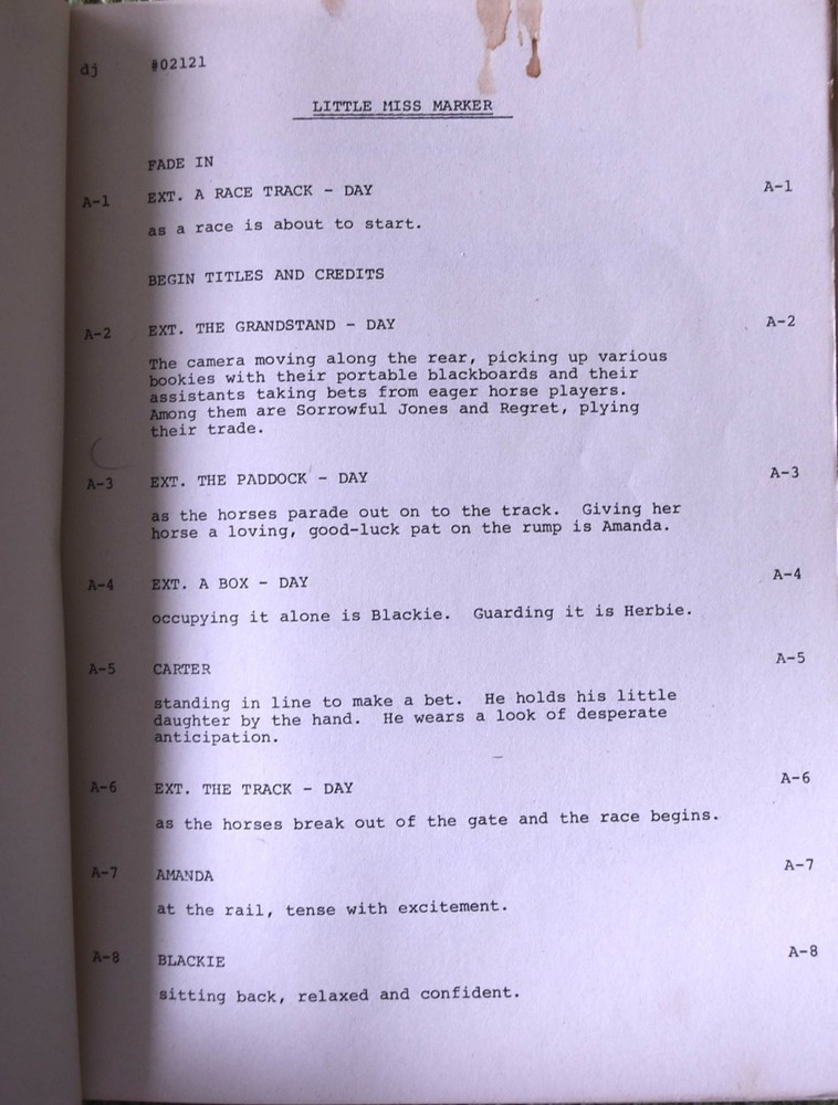 1979 Little Miss Marker Revised Final Draft Original Screenplay Script
