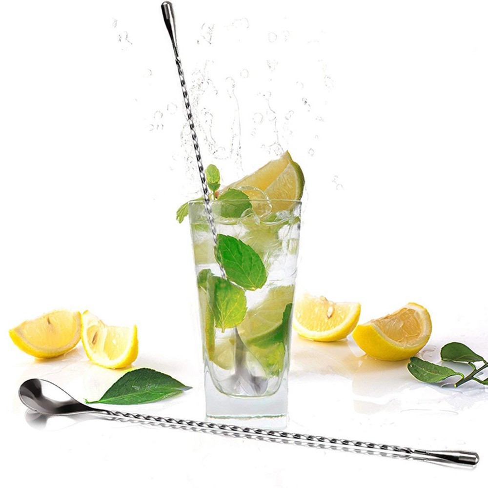 2pcs Anti-Rust Long Handle Mixing Spoons for Smooth Stirring