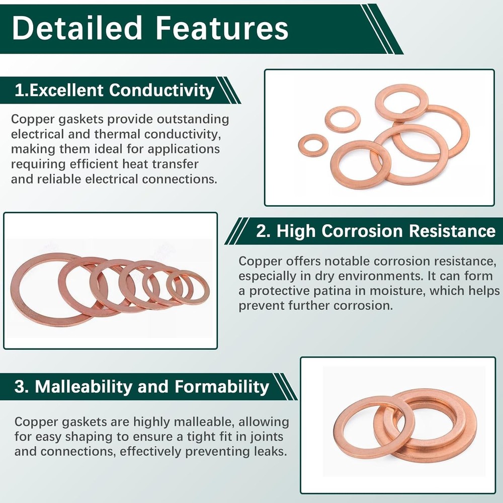 350 PCS Copper Sealing Washers Assortment – Reliable & Durable Solutions