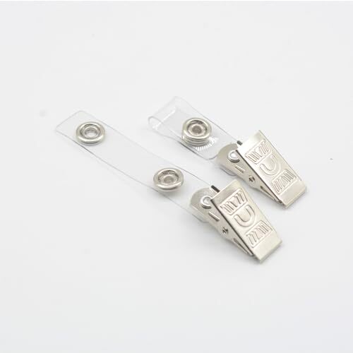 100 pcs metal badge clips with clear pvc straps for id cards name tag work