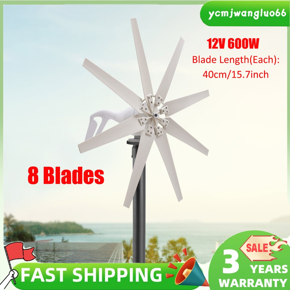 8 Blades 600W Wind Turbine Generator Kit with Charge Controller Windmill Power