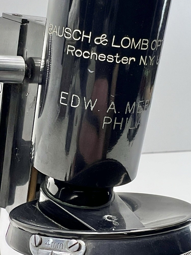 Vintage BAUSCH & LOMB Monocular MICROSCOPE w/ 3 Objectives Dated 1915