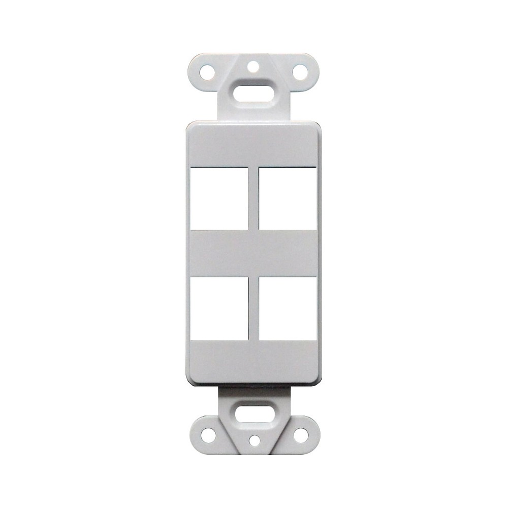 Decorator Style Keystone Jack 4 Port Modular Wall Insert Cover Plate White