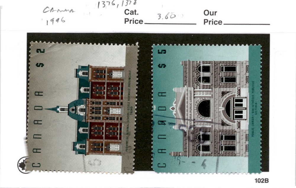 Canada, Postage Stamp, #1376, 1378 Used, 1994 Architecture (AE)