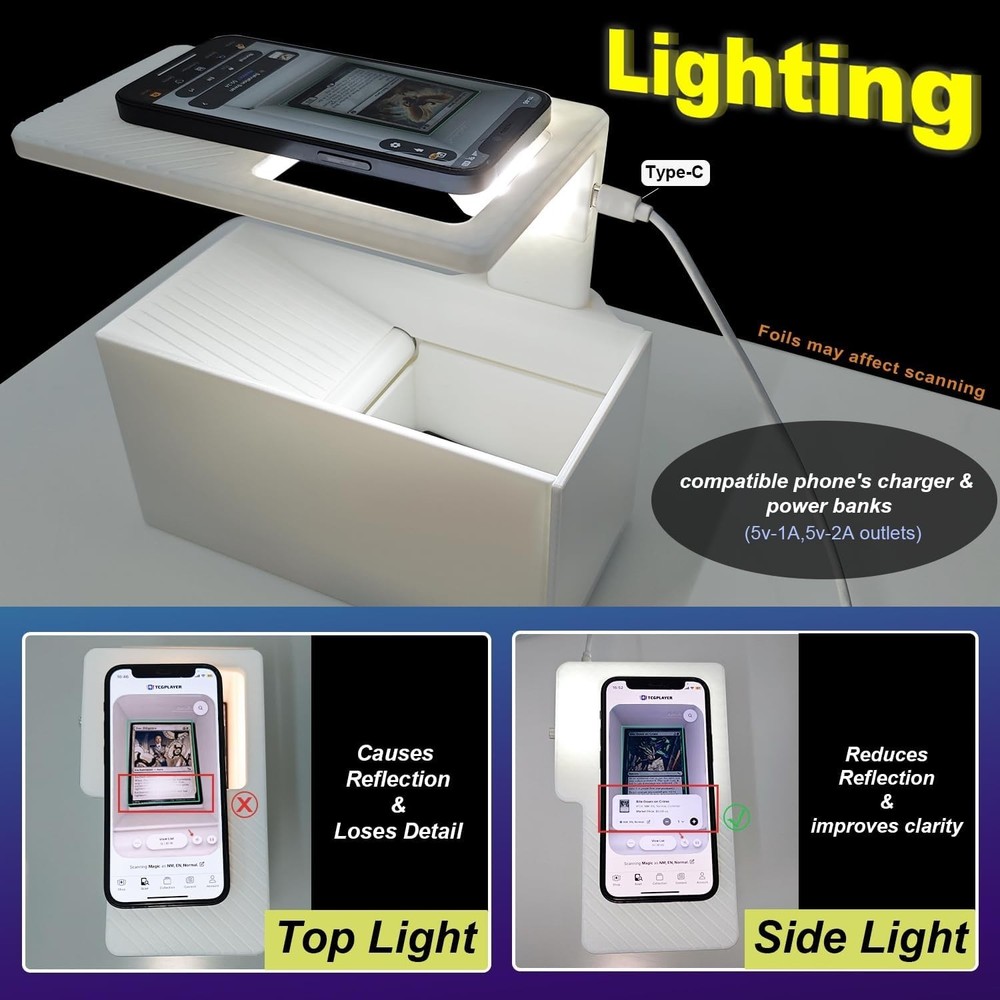 User-Friendly Trading Card Scanner with Built-in LED for Accurate Scanning
