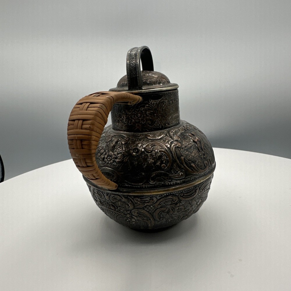 Antique E.G. Webster & Sons Repoussé Silver Plate Pitcher Figural Thermos