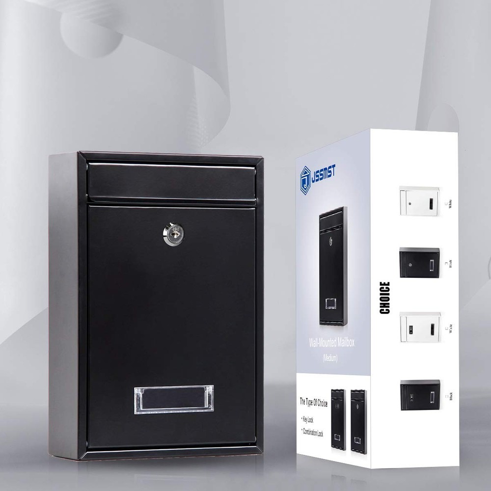 Locking Mailboxes Wall Mounted Vertical – Jssmst Key Lock Drop Medium, Black