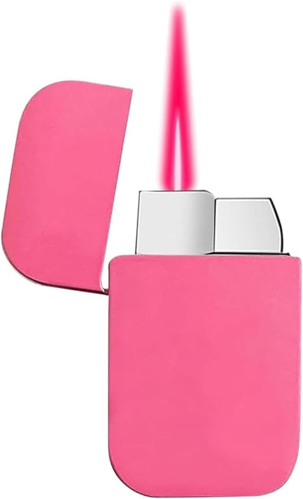 Cute Pink Glitter Torch Lighter - Refillable Windproof Metal Flame, Ideal Gift