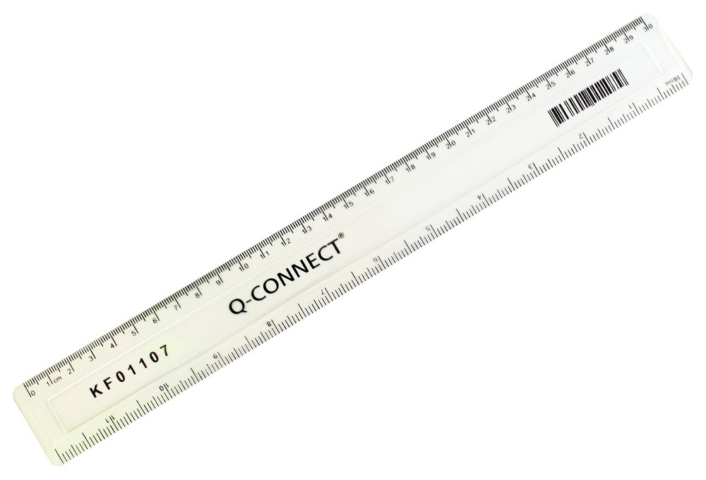 Q-Connect 300mm Ruler - Clear Acrylic Clear