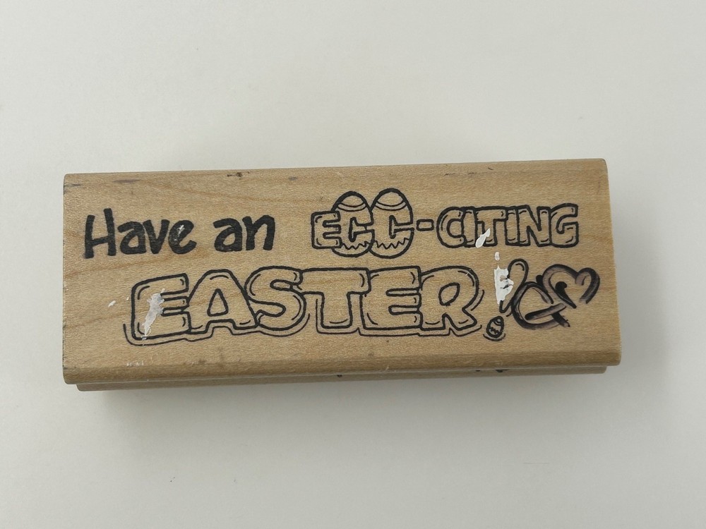 Darcies Country Folk Have an EGG-CITING EASTER! Rubber Stamp