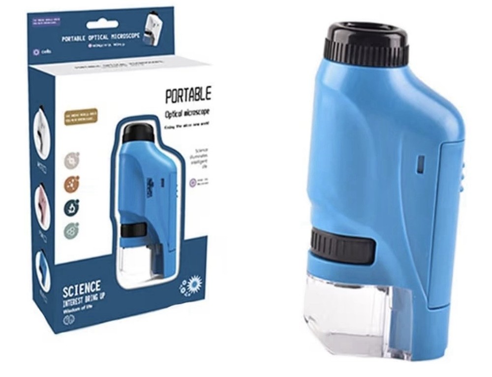 Pocket Microscope Kit 60-120X Handheld Microscope with LED Light for Kids - BLUE