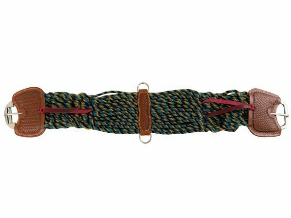 Showman Mohair Multicolor String Girth w/ Leather Accents