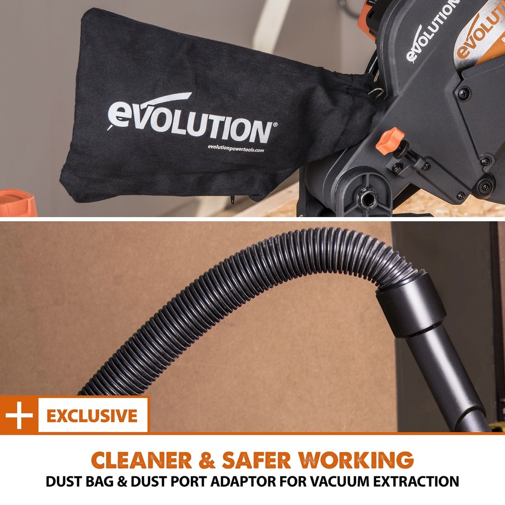 Evolution R255SMS+: Single Bevel Sliding Miter Saw With 10 in. Multi-Material Cu