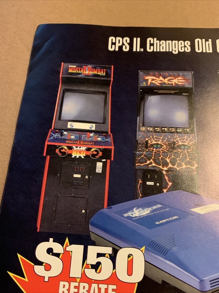 Original 11- 8” Capcom Cps2 Change Mortal Kombat 2 arcade  game AD FLYER