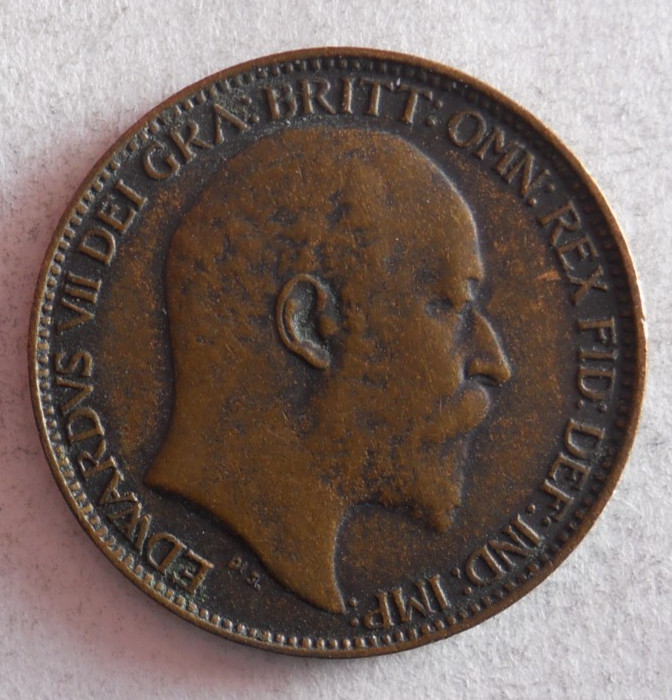 1908 GREAT BRITAIN FARTHING - Excellent Coin - FREE SHIP - Farthing Bin #3