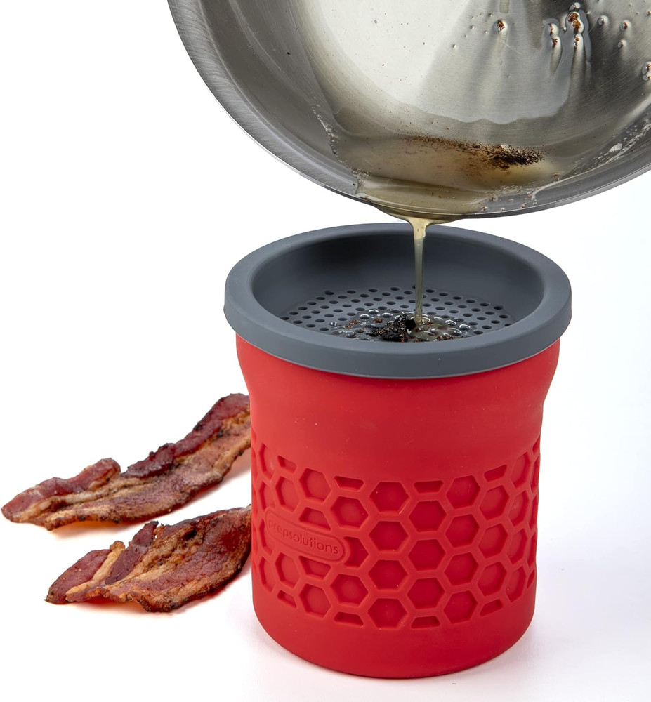 Prep Solutions Heat-Resistant Silicone Grease Strainer & Keeper - 2 Cup Capacity