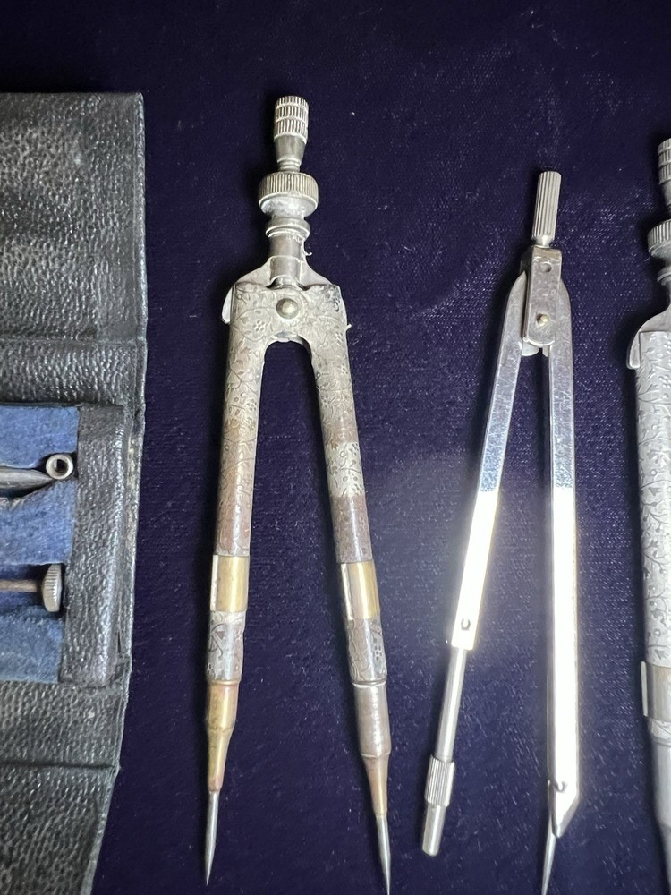 Vintage Drafting Compass Set Lot Bow Compass Divider Engineering Drawing