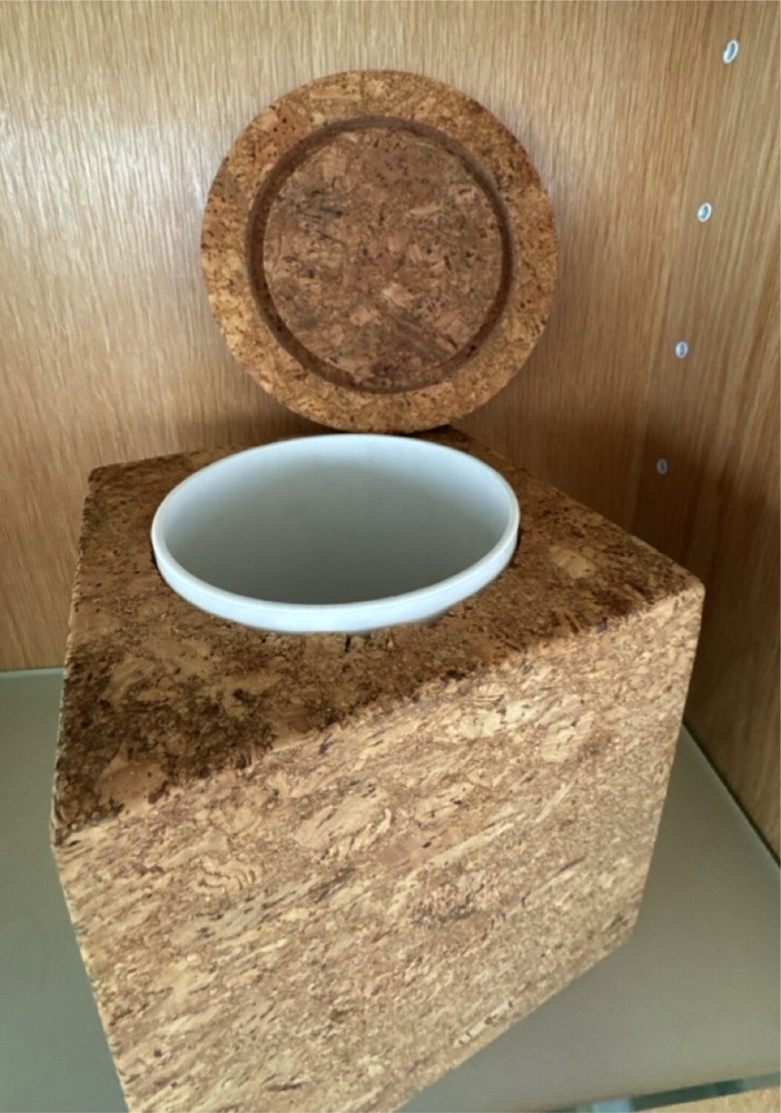 vintage Cork Canister 7" cube kitchen decor storage container jar