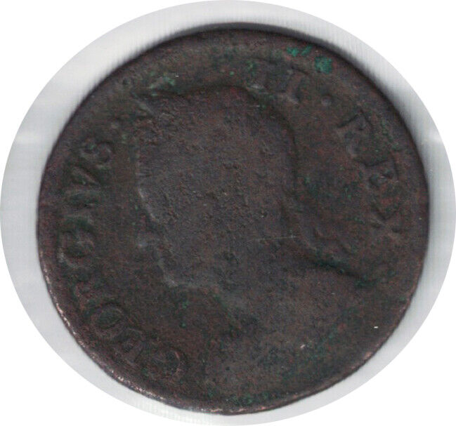 Great Britain 1749 FARTHING COIN ERROR REVERSE UPSIDE DOWN