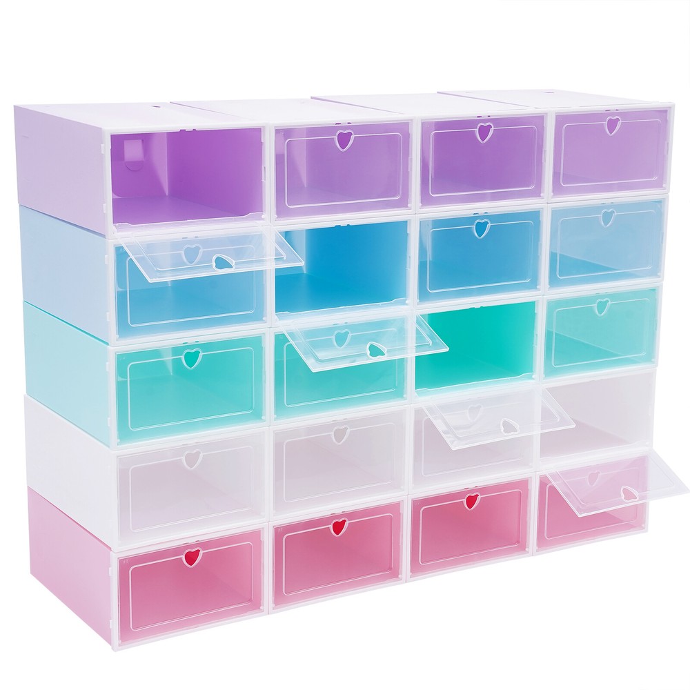 20 PCS Stackable Shoe Boxes, 33*23*14cm Shoe Storage Case, Shoe Organizer Boxes