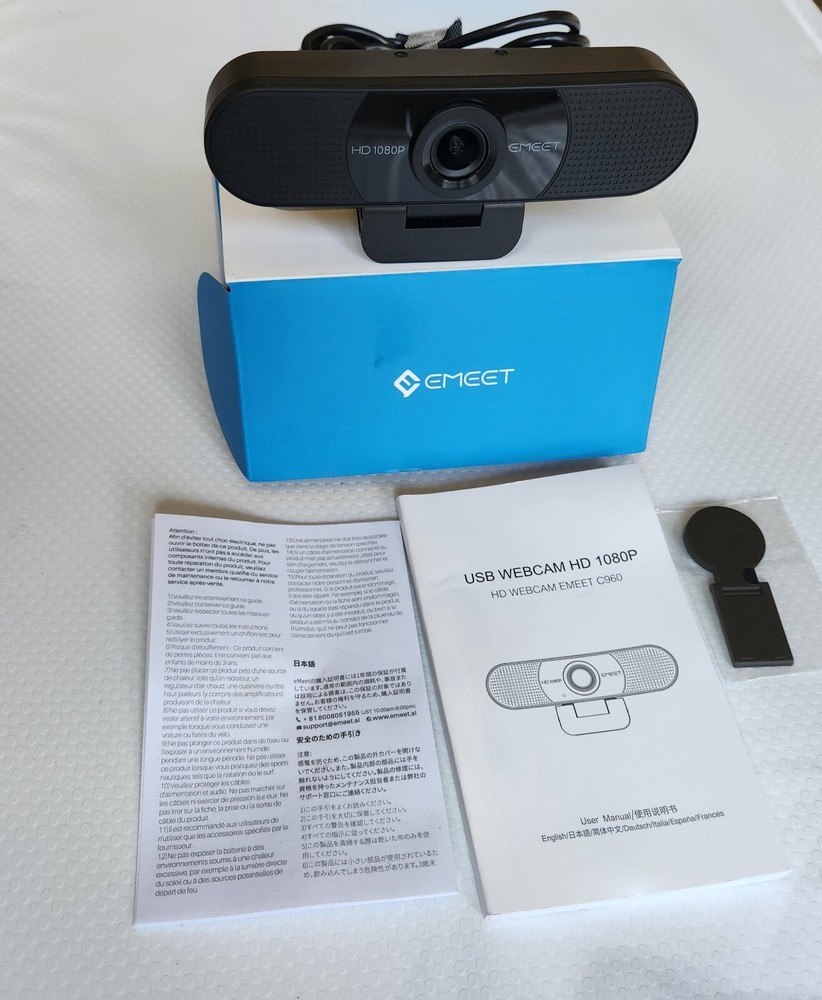 EMEET C960 HD USB Webcam 1080P 30FPS Web Camera W/Microphone Black