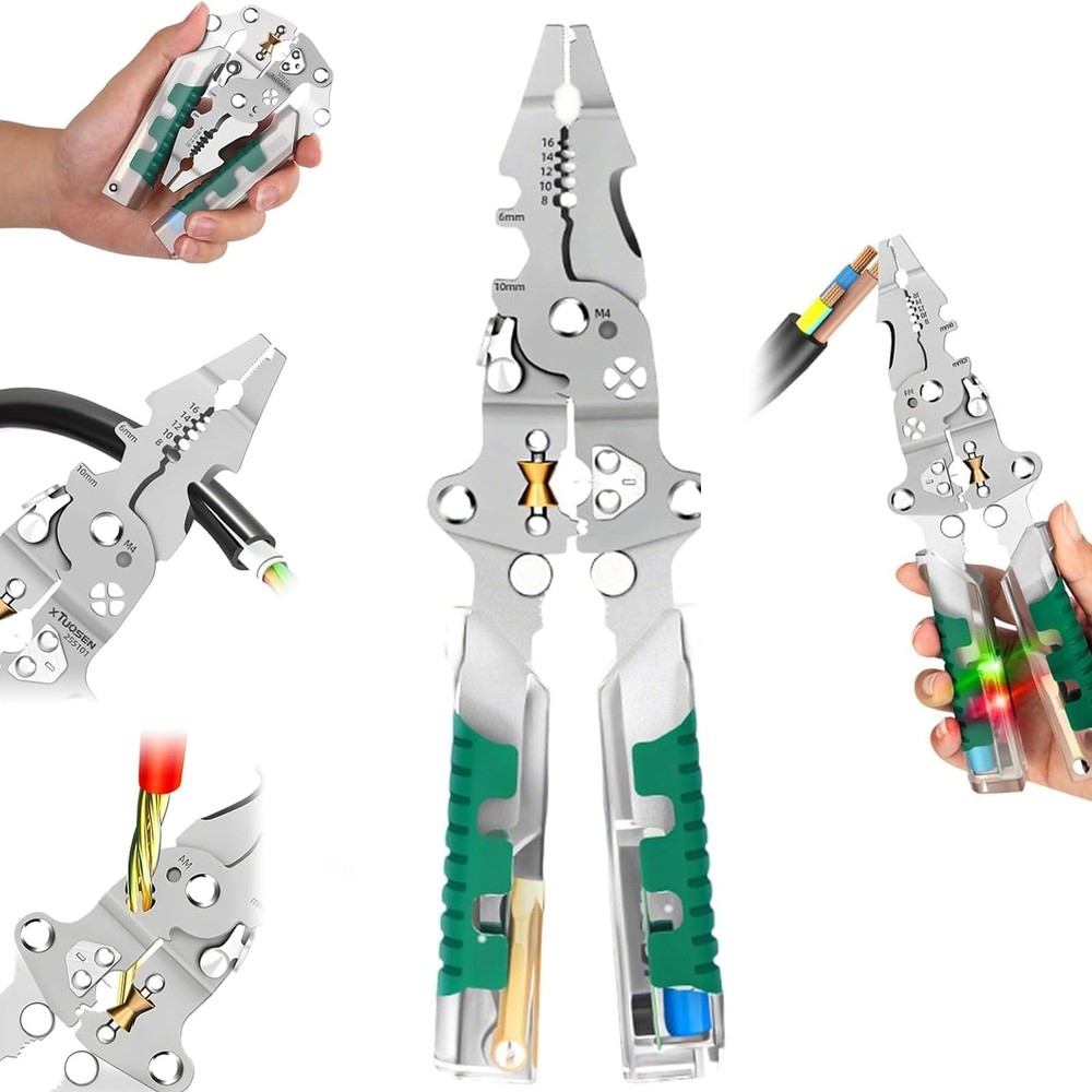 18 In 1 Foldable Ｗire Stripper, With Voltage Detector, Multifunctional Wire Stri