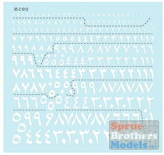 SRD35C1012 1:35 Star Decals - Arabic Numerals Part 2: White