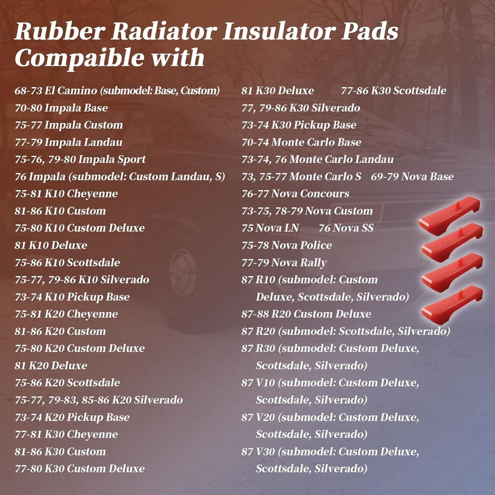 Chevy C10 Radiator Isolator Pads Red 4 Sets