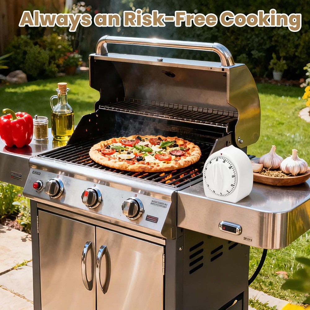 Kitchen Timers for Cooking, 60 Minute Wind Up - Chef Cooking Timer (White)