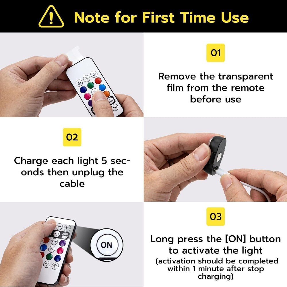 4 Pcs Magnetic LED Strobe Lights with Remote - 8-Color Waterproof Warning