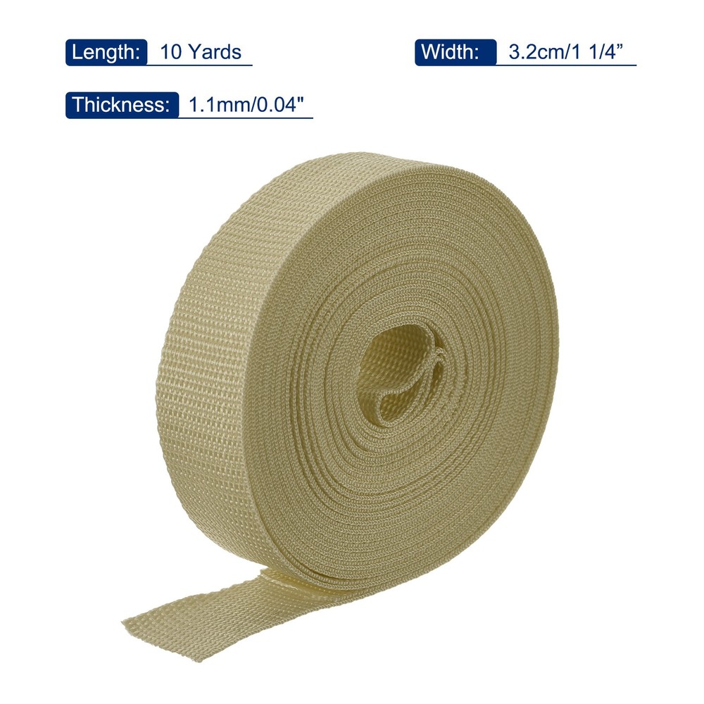 Lightweight Polypropylene Webbing Strap 1 1/4" 10 Yard Backpack Light Khaki