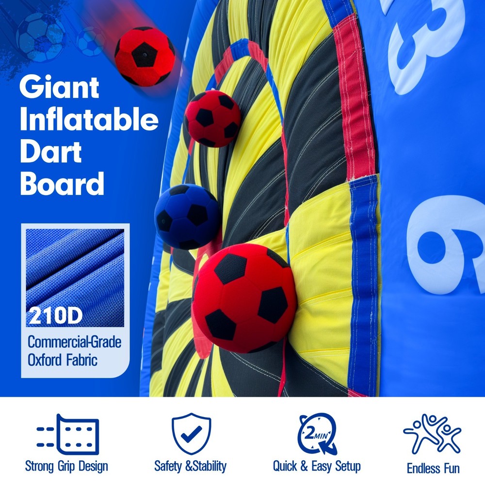 Wellcomer 10FT Inflatable Dartboard Soccer & Archery Target Game