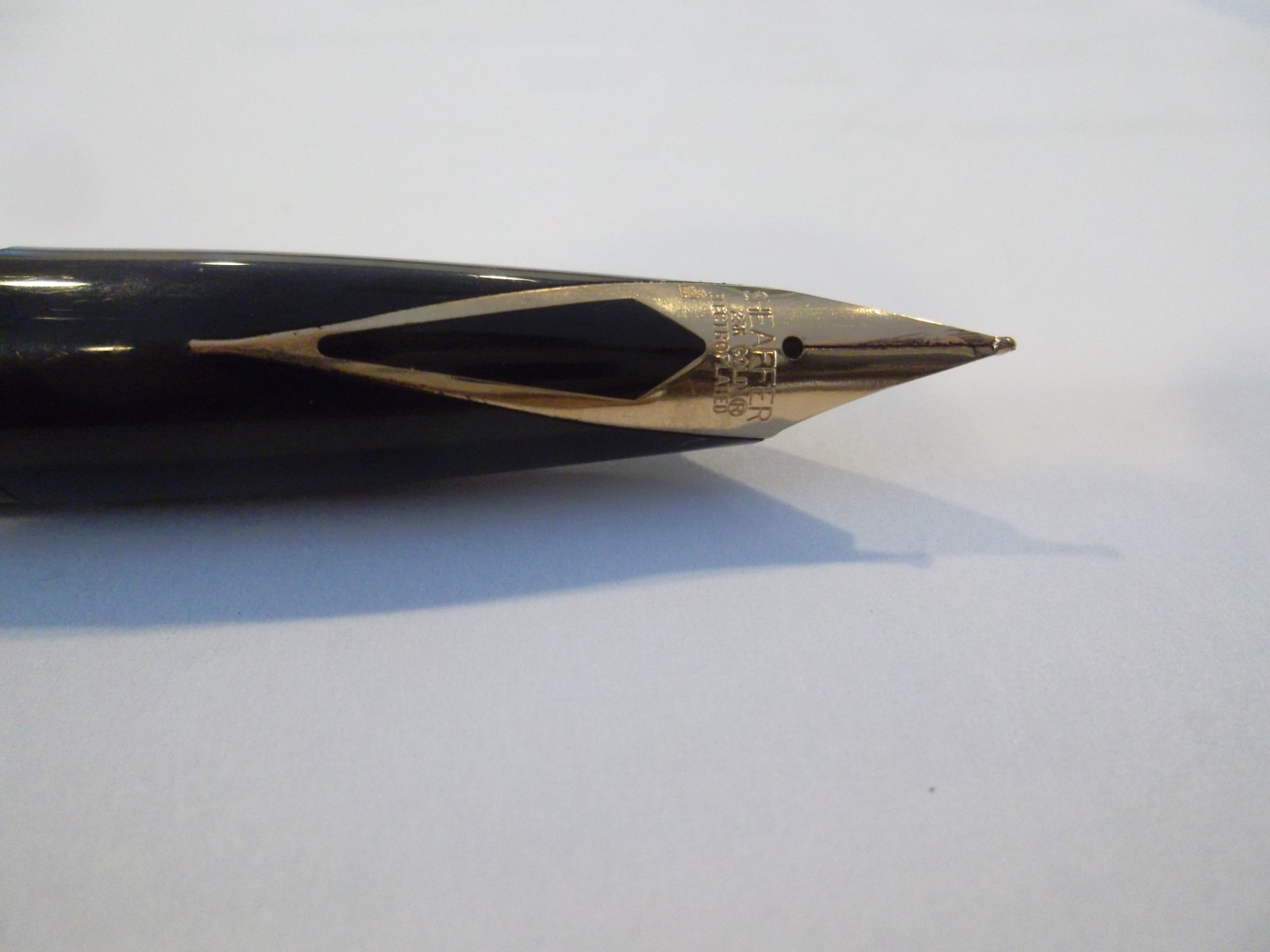 Vintage Sheaffer Fountain Pen 23k NIB Electroplated White Dot In Orig Box & Manu